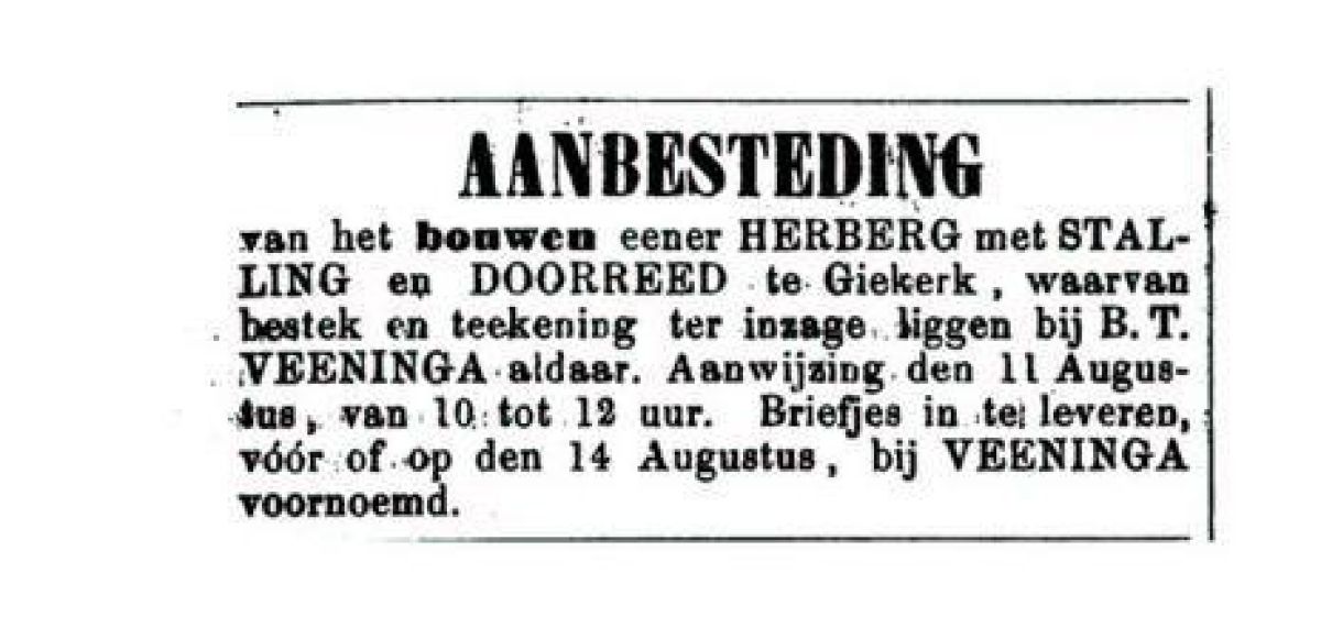 Cafe De Viersprong in Gytsjerk, aanbesteding